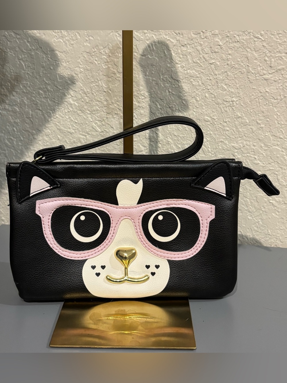 Luv Betsey by Betsey Johnson Black Cat Glasses Wristlet Pouch (MSRP $38)